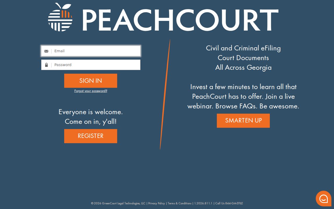 Lamar County docket search PeachCourt public login screen
