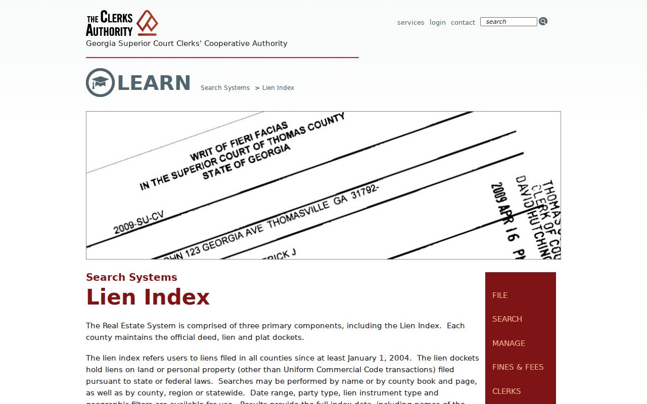 Lamar County civil docket distinction from GSCCCA lien index fields