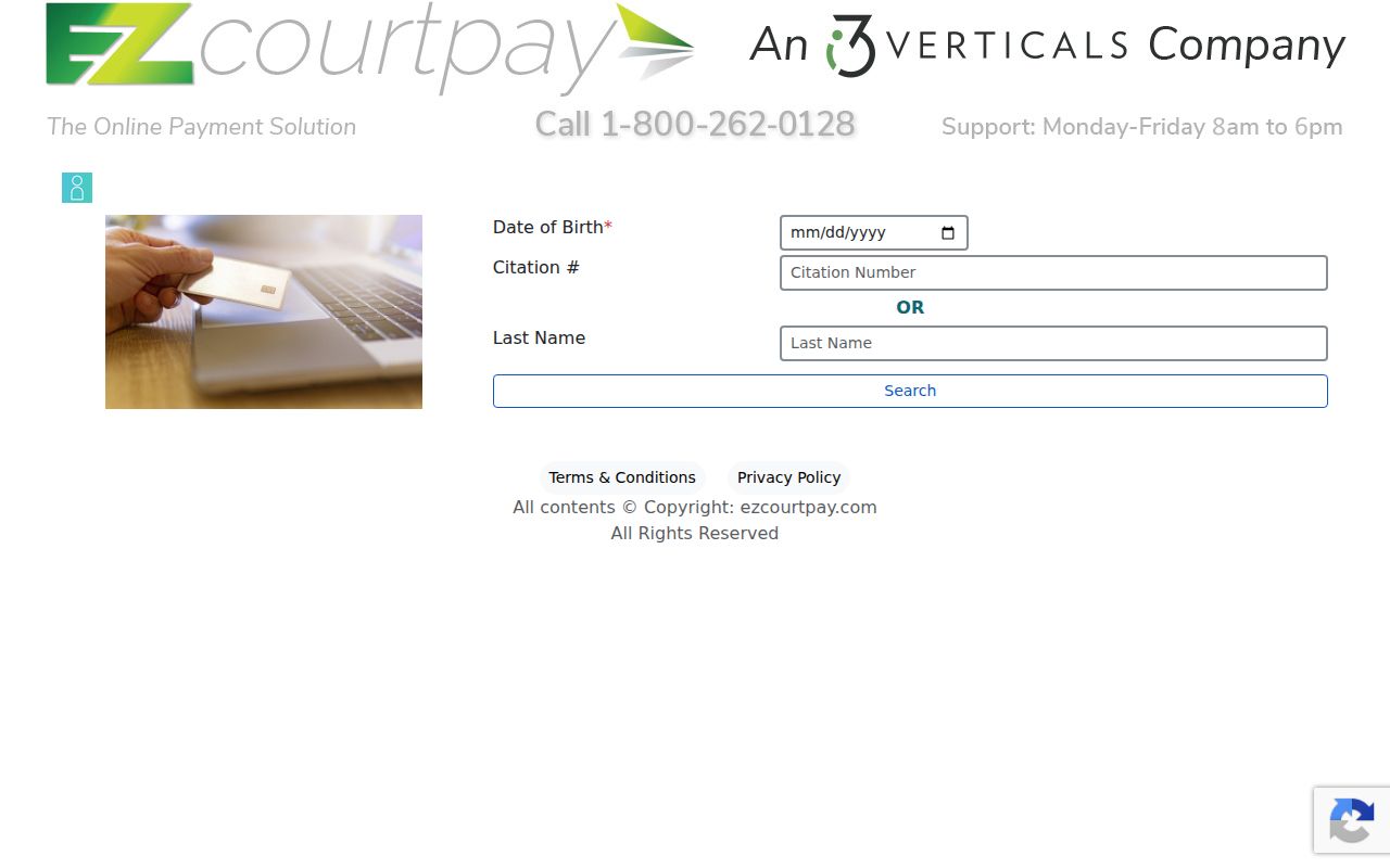 EZCourtPay date of birth, citation number, and last name search form linked by Lamar Probate Court
